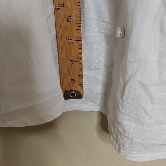 NWT LOFT 14 White Linen Blend Button Front V Neck Women's Dress - Picture 10 of 12